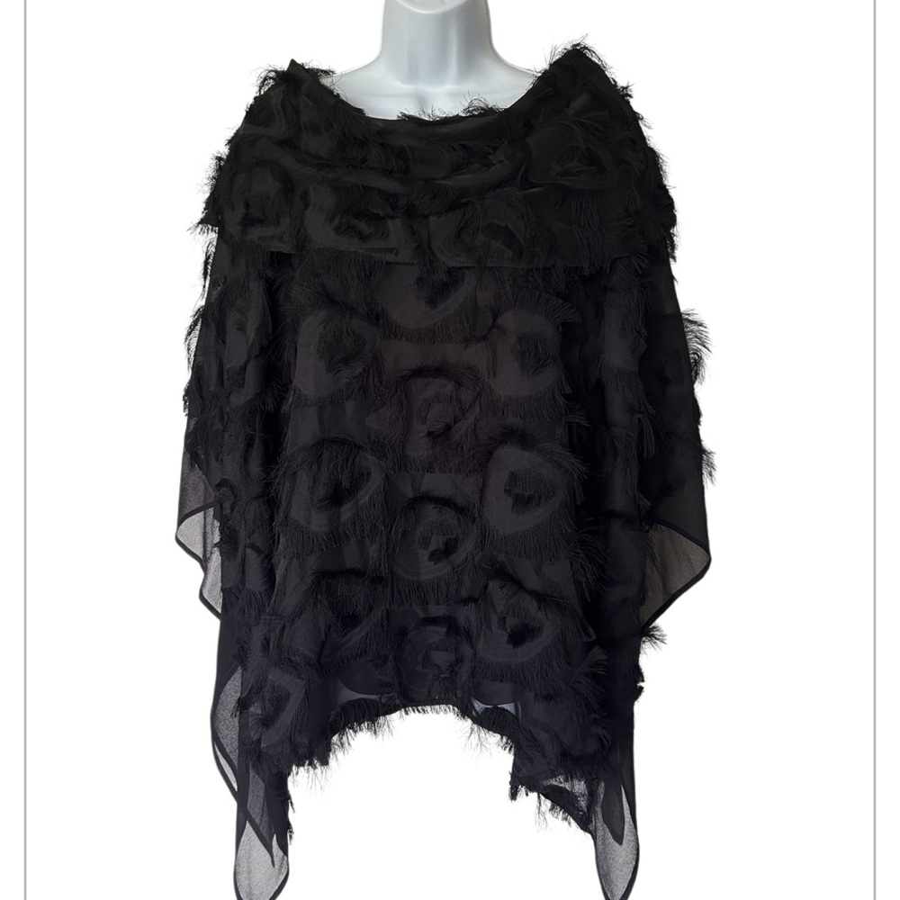 IC Collection Black Eyelash Tunic Caftan Sleeve Excellent Size L - Picture 2 of 9